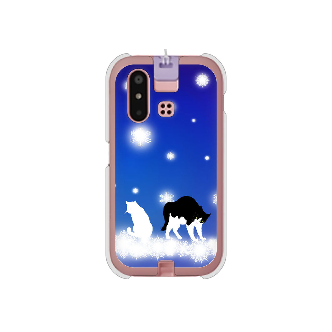 mamorino6 SHF35 au 高画質仕上げ 背面印刷 ハードケース【YJ335 雪の結晶 はちわれ】