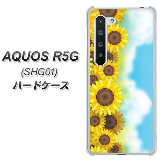 au アクオス R5G SHG01 高画質仕上げ 背面印刷 ハードケース【148 ひまわり畑】