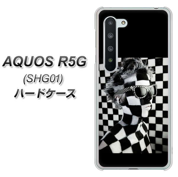 au アクオス R5G SHG01 高画質仕上げ 背面印刷 ハードケース【357 bk&wh】