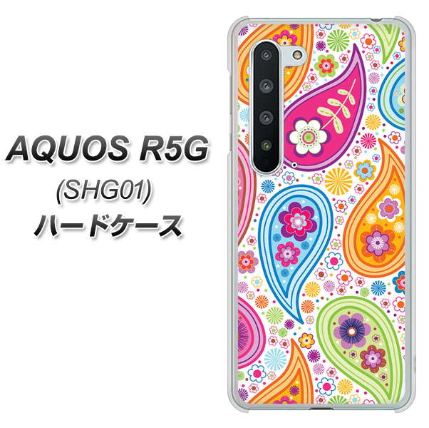 au アクオス R5G SHG01 高画質仕上げ 背面印刷 ハードケース【378 カラフルペイズリー】