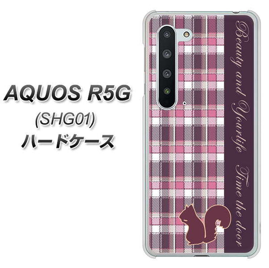 au アクオス R5G SHG01 高画質仕上げ 背面印刷 ハードケース【519 チェック柄にリス】