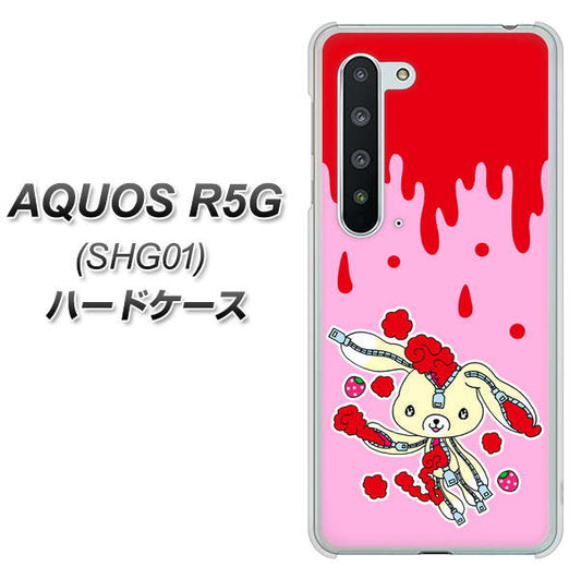 au アクオス R5G SHG01 高画質仕上げ 背面印刷 ハードケース【AG813 ジッパーうさぎのジッピョン（ピンク×赤）】
