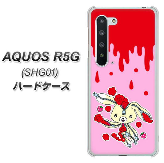 au アクオス R5G SHG01 高画質仕上げ 背面印刷 ハードケース【AG813 ジッパーうさぎのジッピョン(ピンク×赤)】