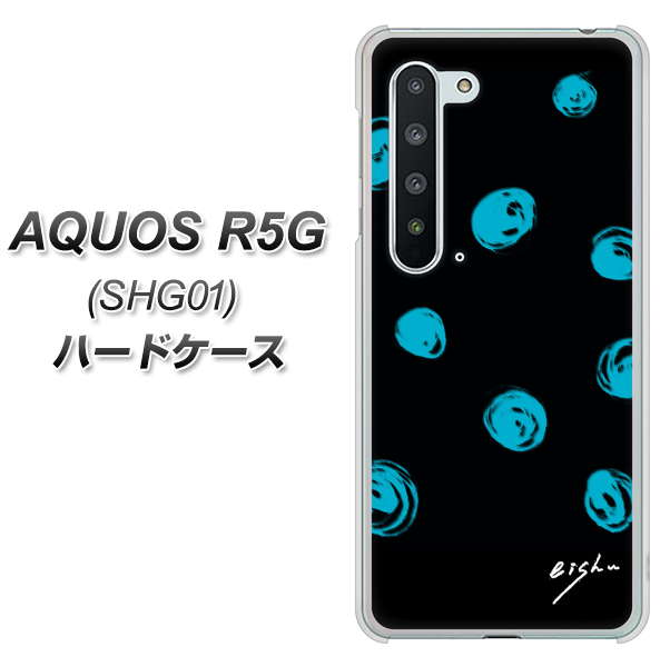 au アクオス R5G SHG01 高画質仕上げ 背面印刷 ハードケース【OE838 手描きシンプル ブラック×ブルー】