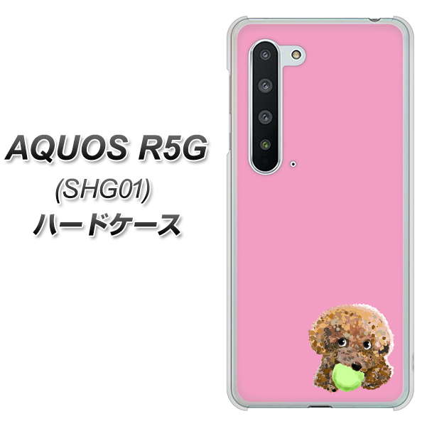 au アクオス R5G SHG01 高画質仕上げ 背面印刷 ハードケース【YJ053 トイプードル&ボール(ピンク)】