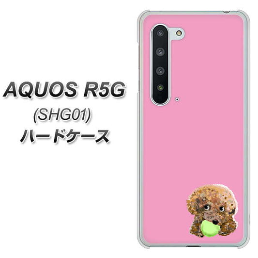 au アクオス R5G SHG01 高画質仕上げ 背面印刷 ハードケース【YJ053 トイプードル＆ボール（ピンク）】
