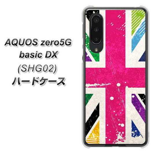 au アクオスゼロ5G basic DX SHG02 高画質仕上げ 背面印刷 ハードケース【SC806 ユニオンジャック ピンクビンテージ】
