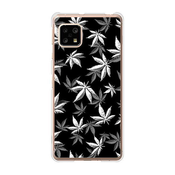 AQUOS sense5G SHG03 au 高画質仕上げ 背面印刷 ハードケース 【064 モノトーン大麻ブラック】