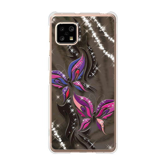 AQUOS sense5G SHG03 au 高画質仕上げ 背面印刷 ハードケース 【1164 キラめくストーンと蝶】