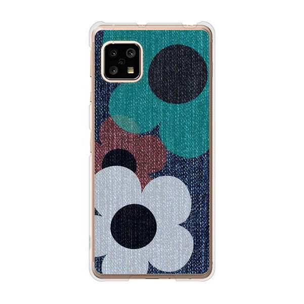 AQUOS sense5G SHG03 au 高画質仕上げ 背面印刷 ハードケース 【EK869 ルーズフラワーinデニム風】
