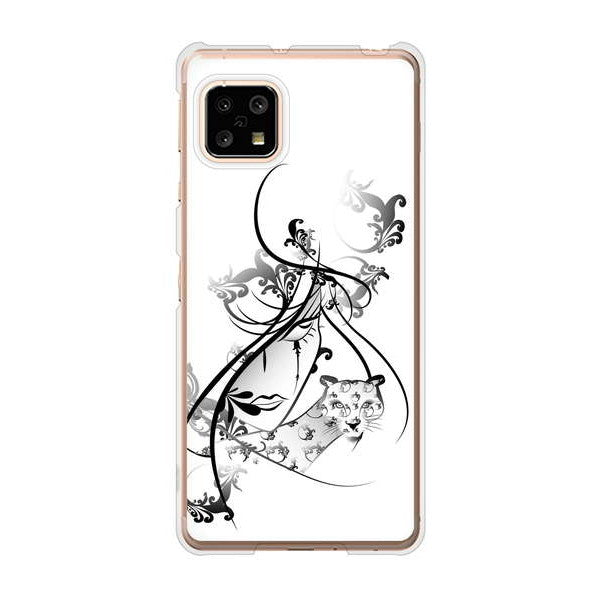 AQUOS sense5G SHG03 au 高画質仕上げ 背面印刷 ハードケース 【VA832 パンサーと美女】