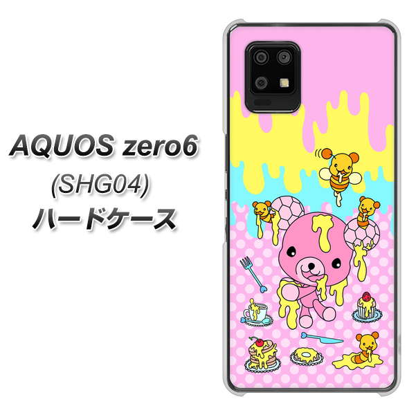 au アクオスゼロ6 SHG04 高画質仕上げ 背面印刷 ハードケース【AG822 ハニベア(水玉ピンク)】