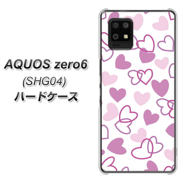 au アクオスゼロ6 SHG04 高画質仕上げ 背面印刷 ハードケース【VA928 ハートがいっぱい パープル】