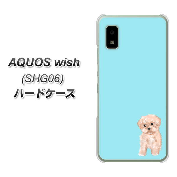 AQUOS wish SHG06 au 高画質仕上げ 背面印刷 ハードケース【YJ062 トイプードルアプリコット(ブルー)】