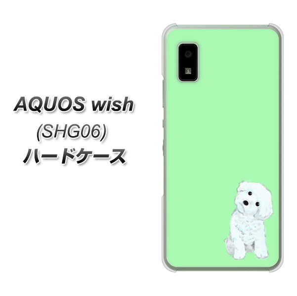 AQUOS wish SHG06 au 高画質仕上げ 背面印刷 ハードケース【YJ071 トイプードルホワイト(グリーン)】