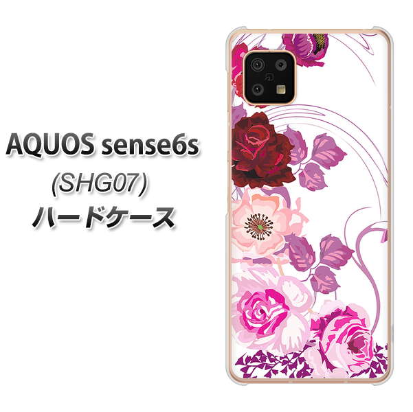 AQUOS sense6s SHG07 au/UQ mobile 高画質仕上げ 背面印刷 ハードケース【116 6月のバラ】