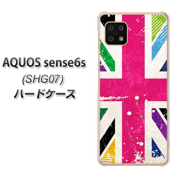 AQUOS sense6s SHG07 au/UQ mobile 高画質仕上げ 背面印刷 ハードケース【SC806 ユニオンジャック ピンクビンテージ】