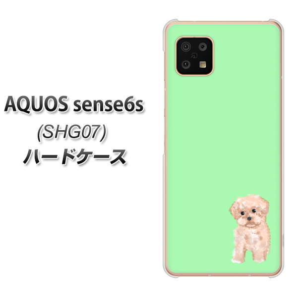 AQUOS sense6s SHG07 au/UQ mobile 高画質仕上げ 背面印刷 ハードケース【YJ063 トイプードルアプリコット(グリーン)】