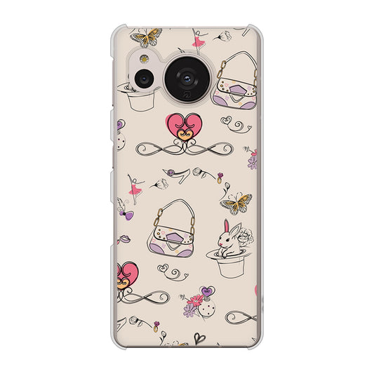 AQUOS sense7 SHG10 au 高画質仕上げ 背面印刷 ハードケース【705 うさぎとバッグ】
