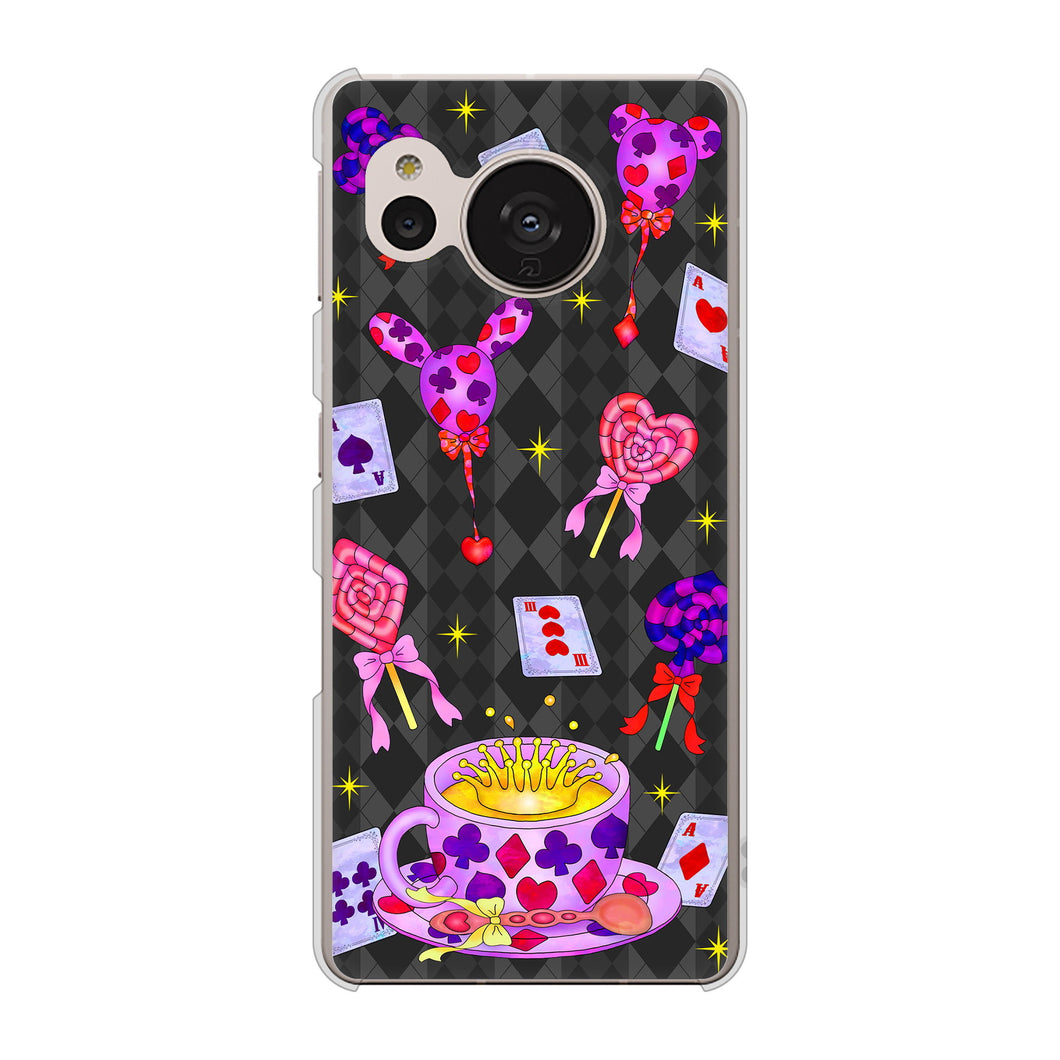 AQUOS sense7 SHG10 au 高画質仕上げ 背面印刷 ハードケース【AG818 トランプティー(黒)】