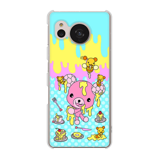 AQUOS sense7 SHG10 au 高画質仕上げ 背面印刷 ハードケース【AG821 ハニベア(水玉水色)】