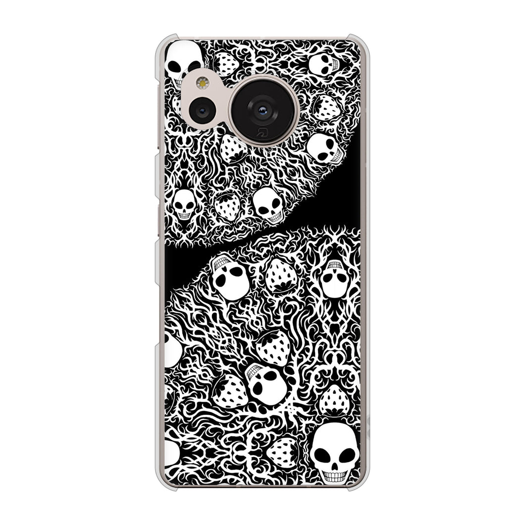 AQUOS sense7 SHG10 au 高画質仕上げ 背面印刷 ハードケース【AG834 苺骸骨曼荼羅(黒)】