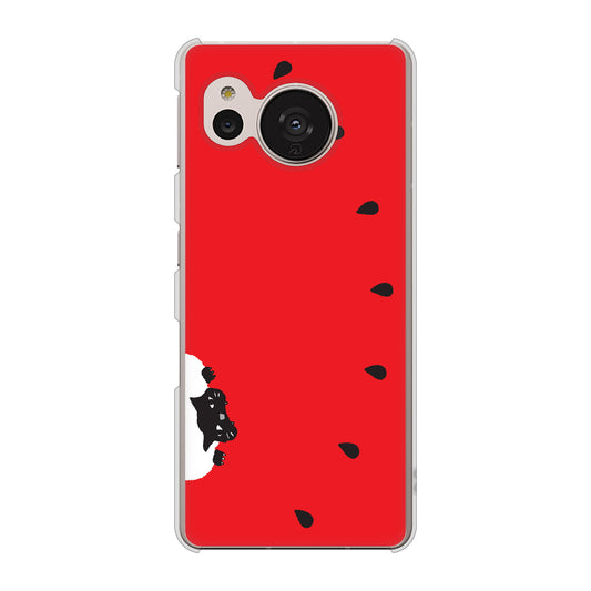 AQUOS sense7 SHG10 au 高画質仕上げ 背面印刷 ハードケース【IA812 すいかをかじるネコ】