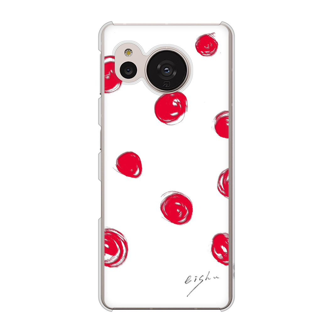 AQUOS sense7 SHG10 au 高画質仕上げ 背面印刷 ハードケース【OE836 手描きシンプル ホワイト×レッド】