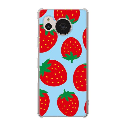 AQUOS sense7 SHG10 au 高画質仕上げ 背面印刷 ハードケース【SC821 大きいイチゴ模様レッドとブルー】