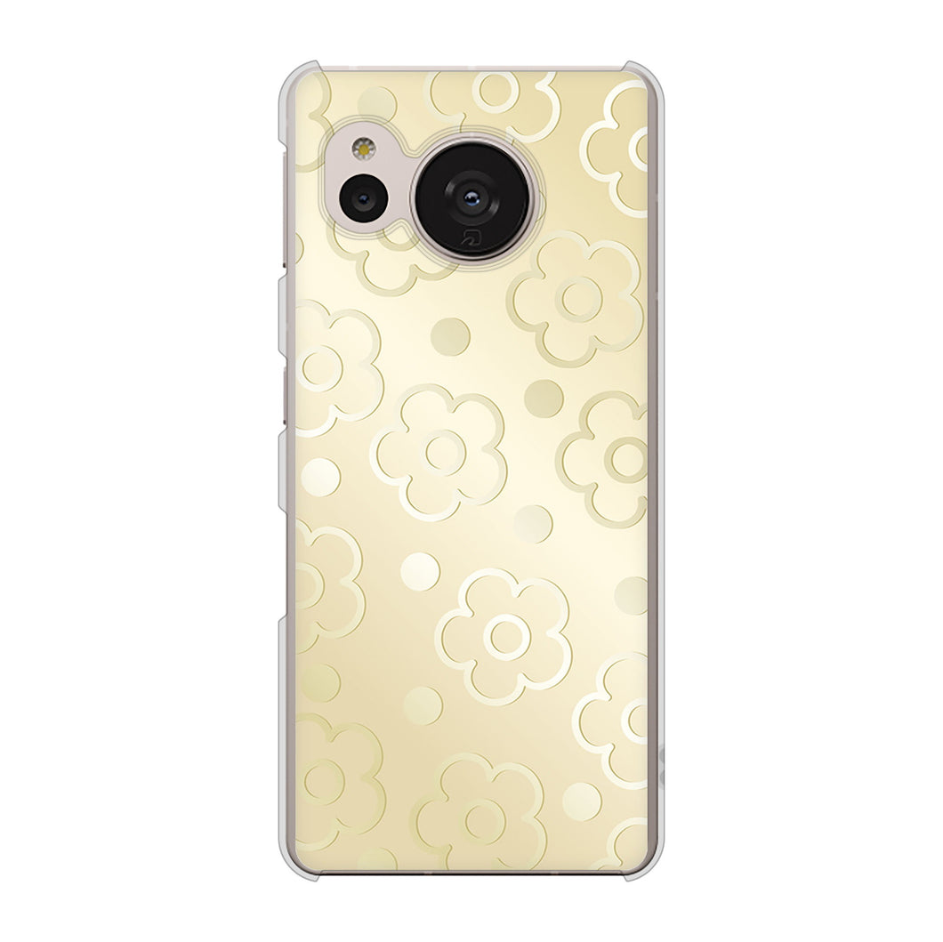 AQUOS sense7 SHG10 au 高画質仕上げ 背面印刷 ハードケース【SC842 エンボス風デイジーシンプル(ベージュ)】