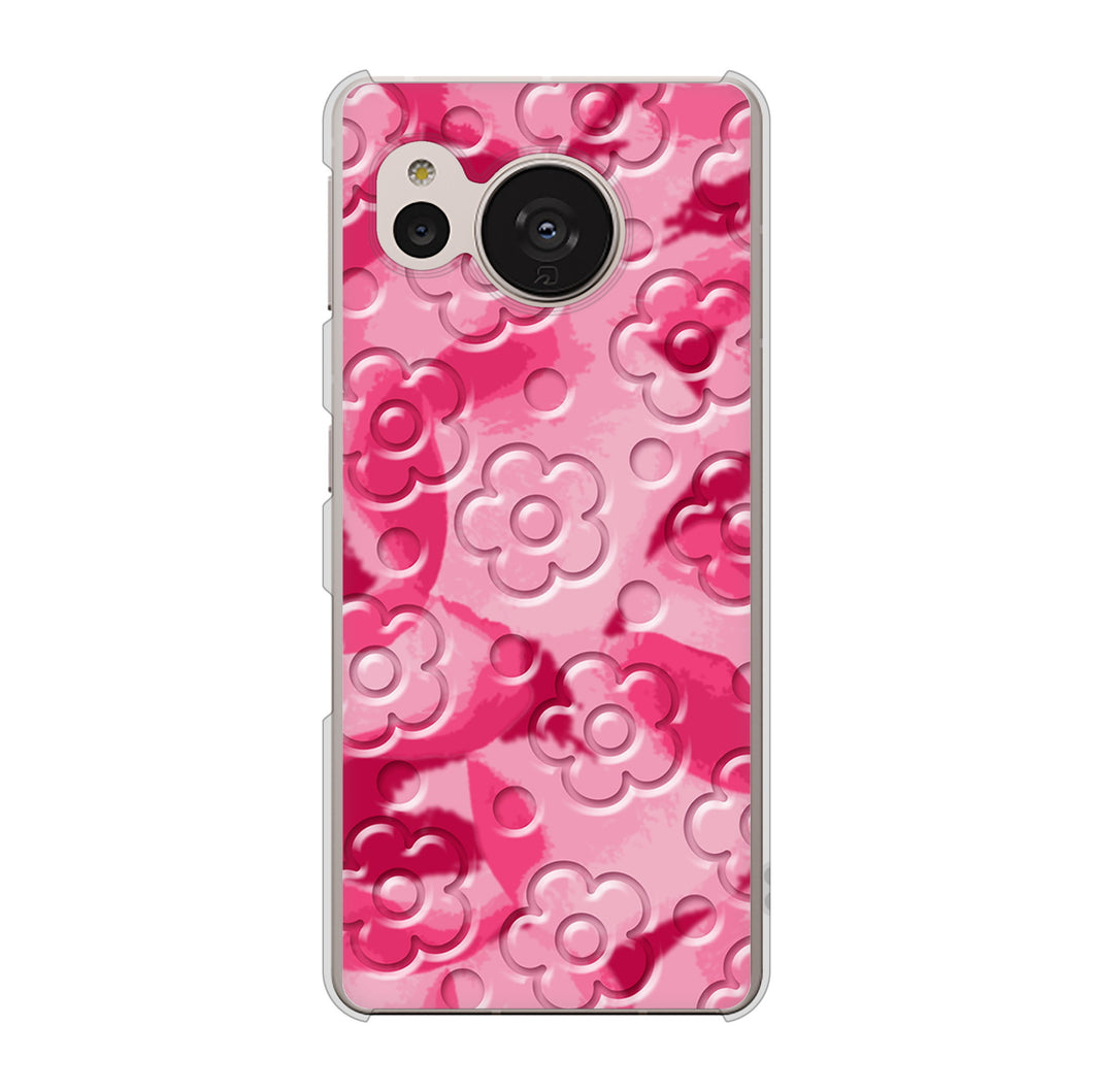 AQUOS sense7 SHG10 au 高画質仕上げ 背面印刷 ハードケース【SC847 フラワーヴェルニ花濃いピンク(ローズアンディアン)】