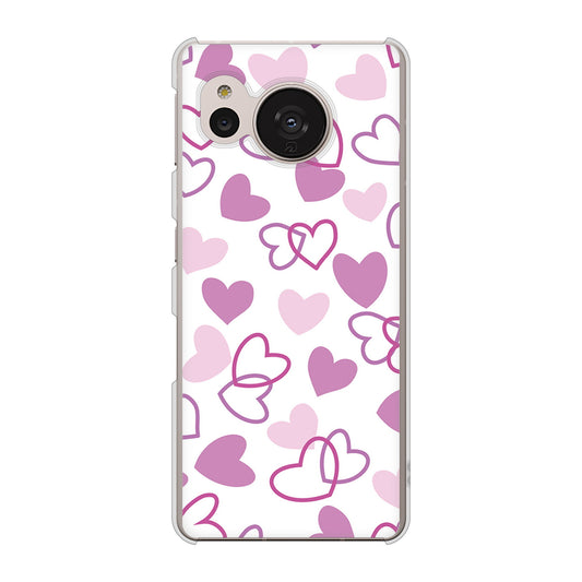 AQUOS sense7 SHG10 au 高画質仕上げ 背面印刷 ハードケース【VA928 ハートがいっぱい パープル】