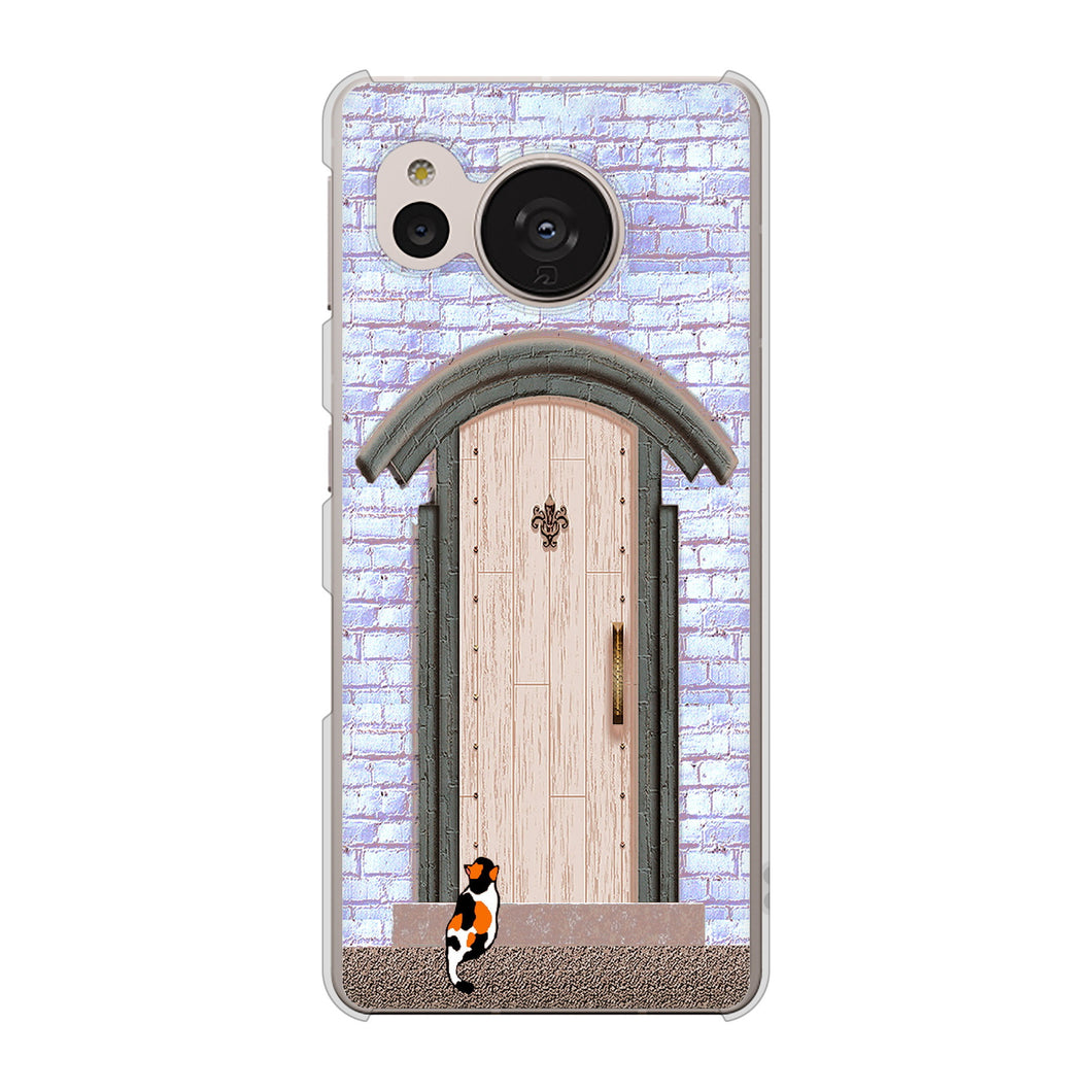 AQUOS sense7 SHG10 au 高画質仕上げ 背面印刷 ハードケース【YA952 石ドア02 素材クリア】