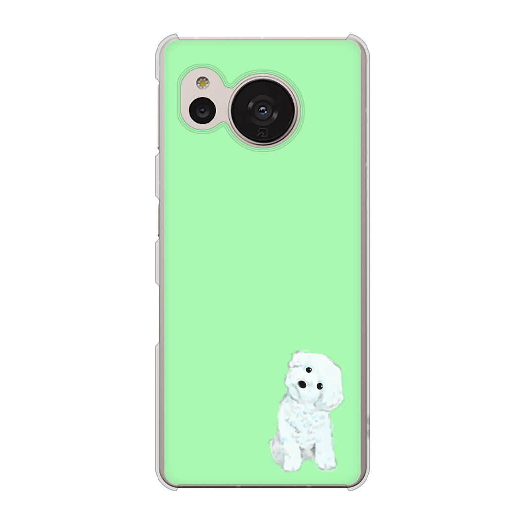 AQUOS sense7 SHG10 au 高画質仕上げ 背面印刷 ハードケース【YJ071 トイプードルホワイト(グリーン)】