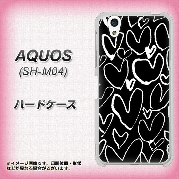 アクオス SH-M04 高画質仕上げ 背面印刷 ハードケース【1124 ハート BK&WH】