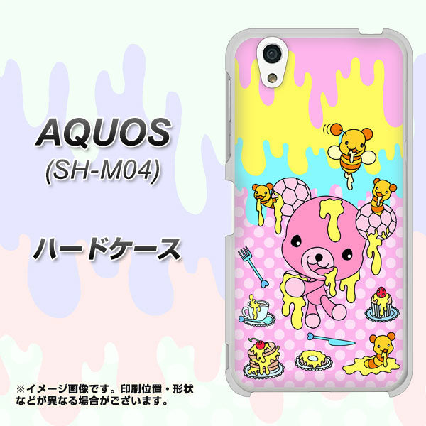 アクオス SH-M04 高画質仕上げ 背面印刷 ハードケース【AG822 ハニベア(水玉ピンク)】