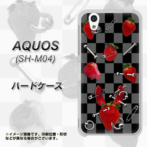 アクオス SH-M04 高画質仕上げ 背面印刷 ハードケース【AG833 苺パンク(黒)】