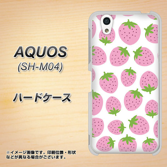 アクオス SH-M04 高画質仕上げ 背面印刷 ハードケース【SC809 小さいイチゴ模様 ピンク】
