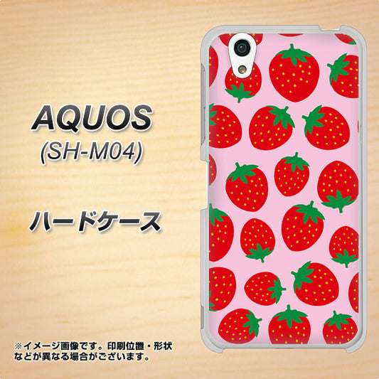 アクオス SH-M04 高画質仕上げ 背面印刷 ハードケース【SC813 小さいイチゴ模様 レッドとピンク】