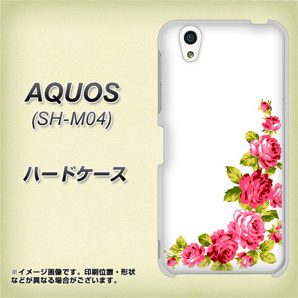 アクオス SH-M04 高画質仕上げ 背面印刷 ハードケース【VA825 バラのフレーム(白)】