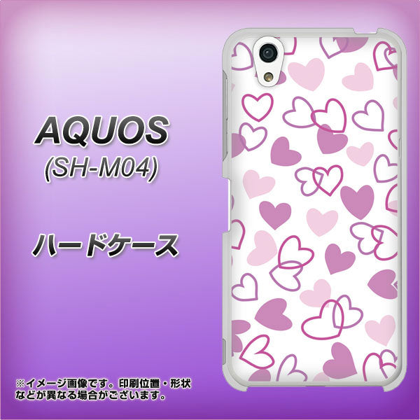 アクオス SH-M04 高画質仕上げ 背面印刷 ハードケース【VA928 ハートがいっぱい パープル】