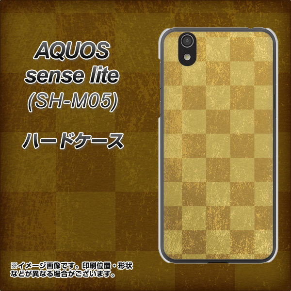 アクオス センス ライト SH-M05 高画質仕上げ 背面印刷 ハードケース【619 市松模様-金(骨董風に傷んだイメージ)】