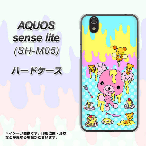 アクオス センス ライト SH-M05 高画質仕上げ 背面印刷 ハードケース【AG821 ハニベア(水玉水色)】