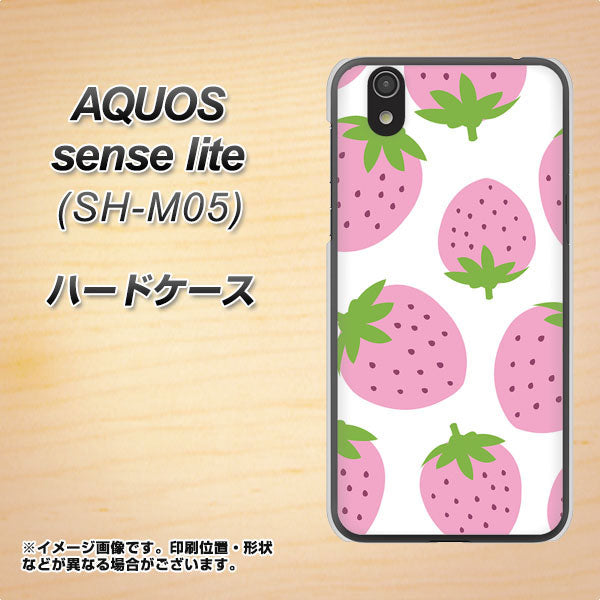 アクオス センス ライト SH-M05 高画質仕上げ 背面印刷 ハードケース【SC816 大きいイチゴ模様 ピンク】