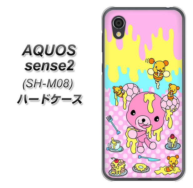 アクオスセンス2 SH-M08 高画質仕上げ 背面印刷 ハードケース【AG822 ハニベア(水玉ピンク)】