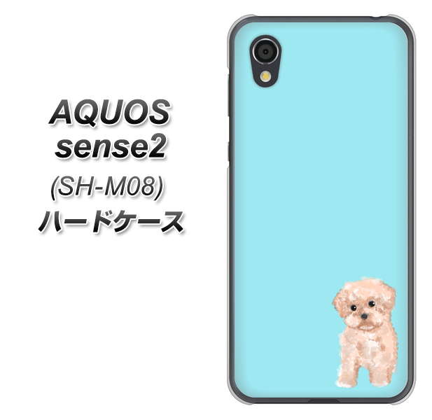 アクオスセンス2 SH-M08 高画質仕上げ 背面印刷 ハードケース【YJ062 トイプードルアプリコット(ブルー)】