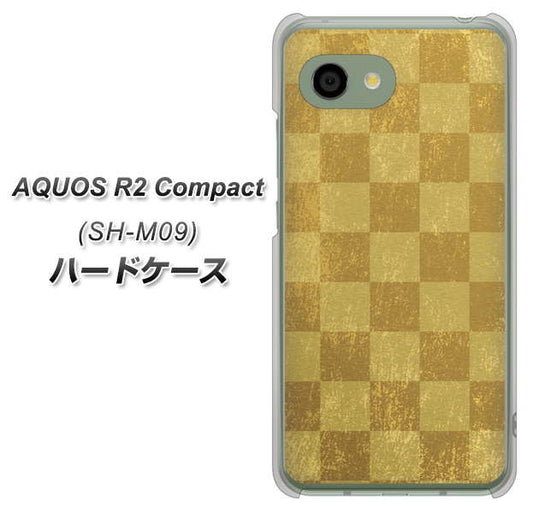 アクオス R2 コンパクト SH-M09 高画質仕上げ 背面印刷 ハードケース【619 市松模様-金(骨董風に傷んだイメージ)】