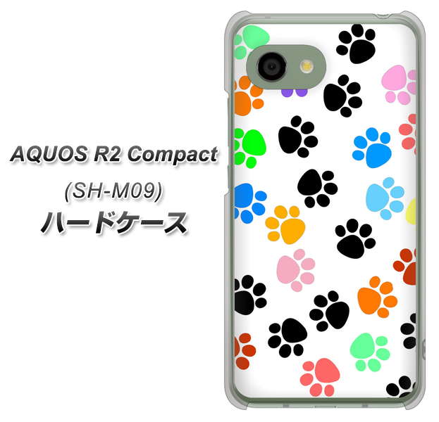 アクオス R2 コンパクト SH-M09 高画質仕上げ 背面印刷 ハードケース【1108 あしあとカラフル】