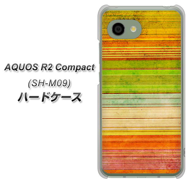 アクオス R2 コンパクト SH-M09 高画質仕上げ 背面印刷 ハードケース【1324 ビンテージボーダー(色彩)】