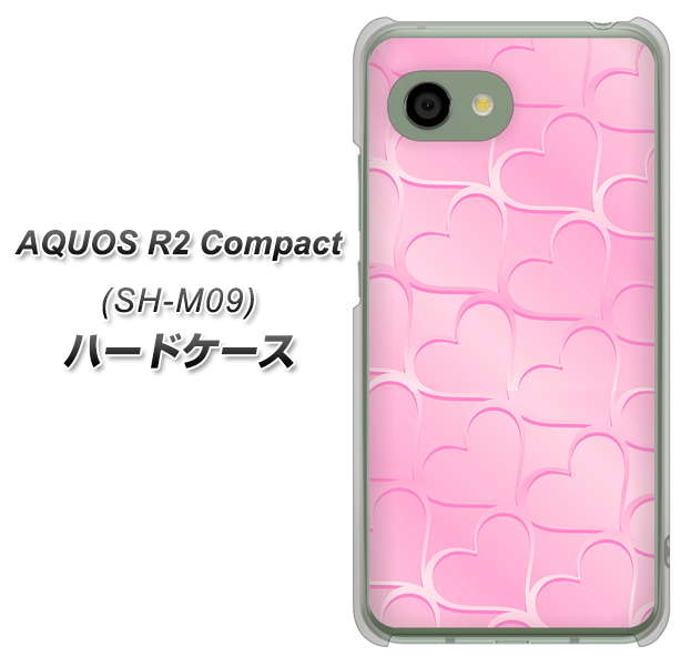 アクオス R2 コンパクト SH-M09 高画質仕上げ 背面印刷 ハードケース【1342 かくれハート(ピンク)】